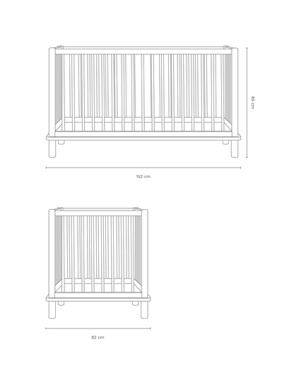 Latitude evolving crib + junior bed extension set - solid oak