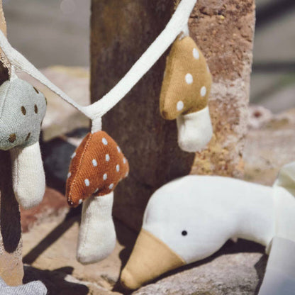 Pram Chain - Mushrooms - Organic Cotton - Easy Clip On