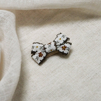 Flower, velvet and gingham hair clip set