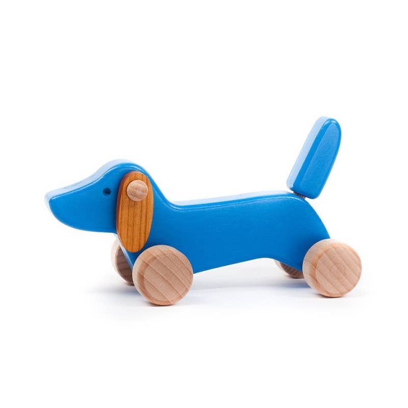Small Dachshund on Wheels - Wooden Toy Dog