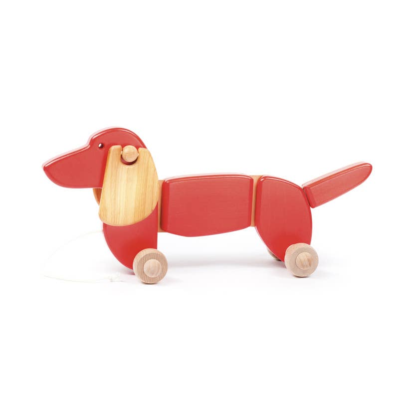 Wooden Dachshund on Wheels - Large Toy Dog