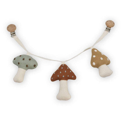 Pram Chain - Mushrooms - Organic Cotton - Easy Clip On
