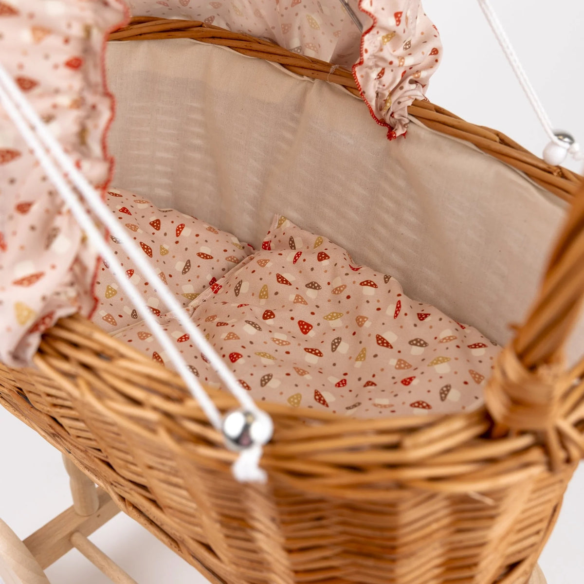 Wicker doll's pram, mushroom