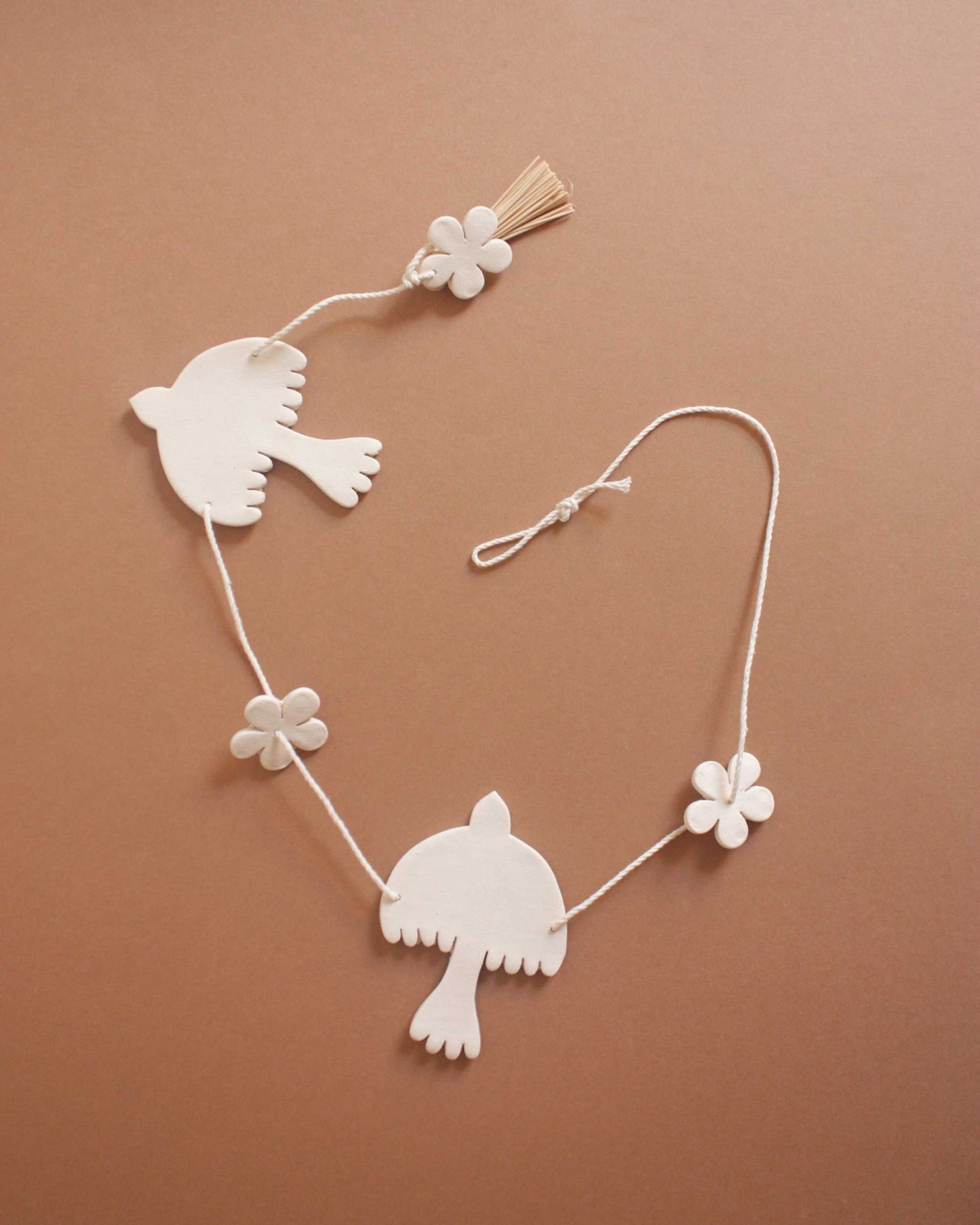 Mobile doves and flowers