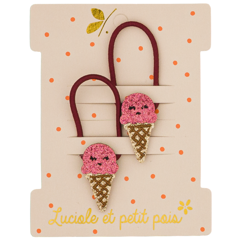 Mini elastics - Raspberry ice cream (pair)