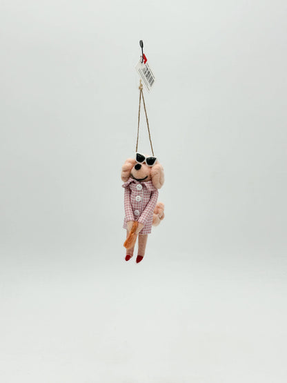 Felt Figurine Christmas Dog Sunglasses Ornament