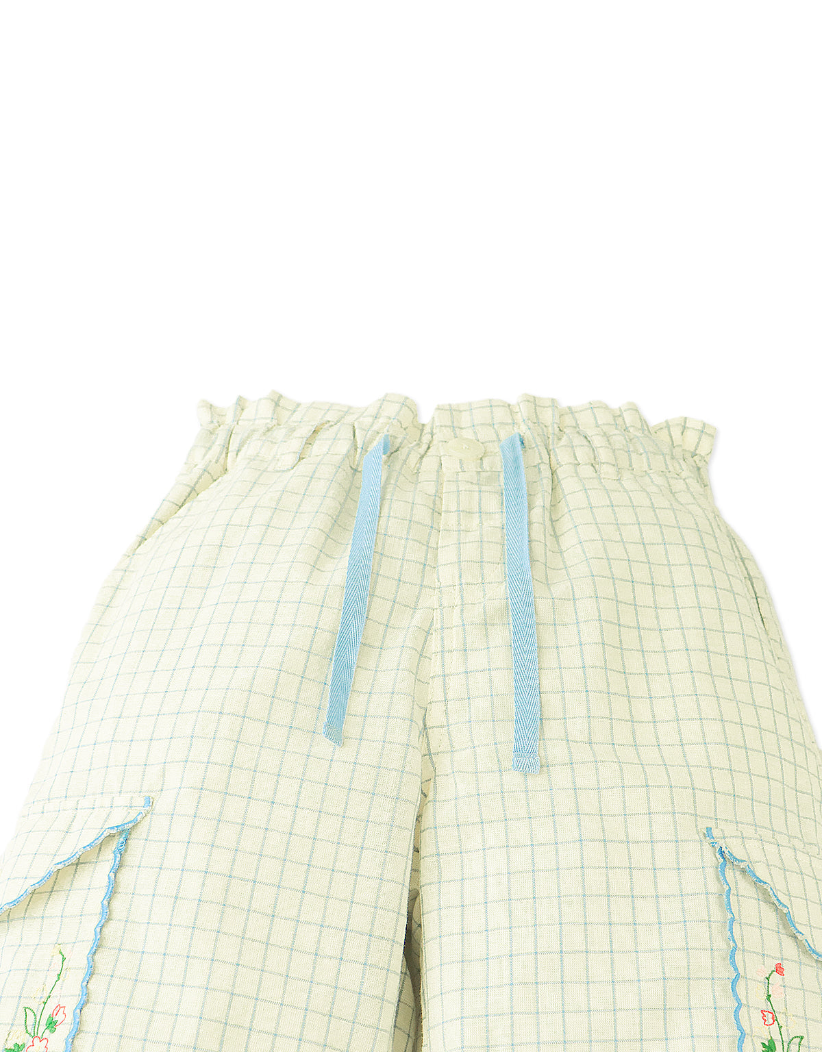 Ariana Cargo Pants with Embroidered Pockets & Paperbag Waist