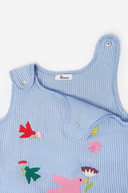 Sleeping Bag 6-18 Months - Multicolored Embroidered Cotton Birds