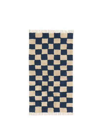 Mara Washable Rug - Deep Blue/Warm Sand
