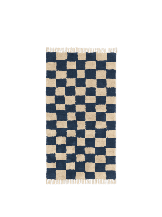Mara Washable Rug - Deep Blue/Warm Sand