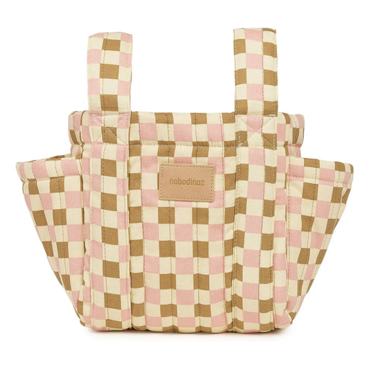 Nobodinoz Hyde Park Mosaic stroller organizer bag | Pink