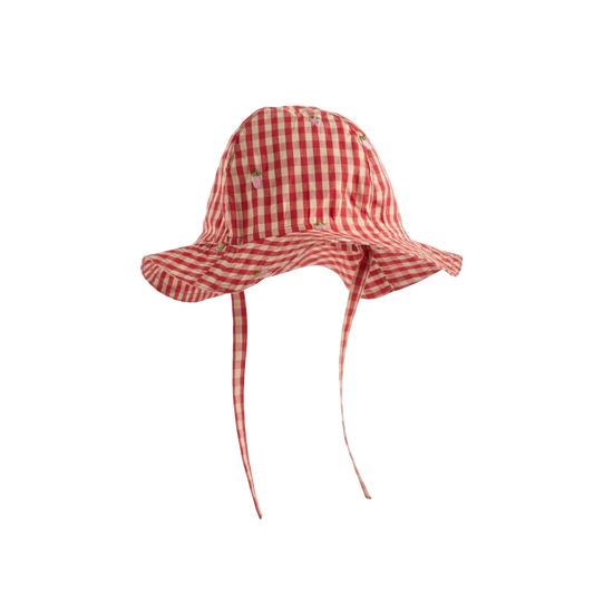 Molly Pineberry Sun Hat - Red-pink Berry Gingham