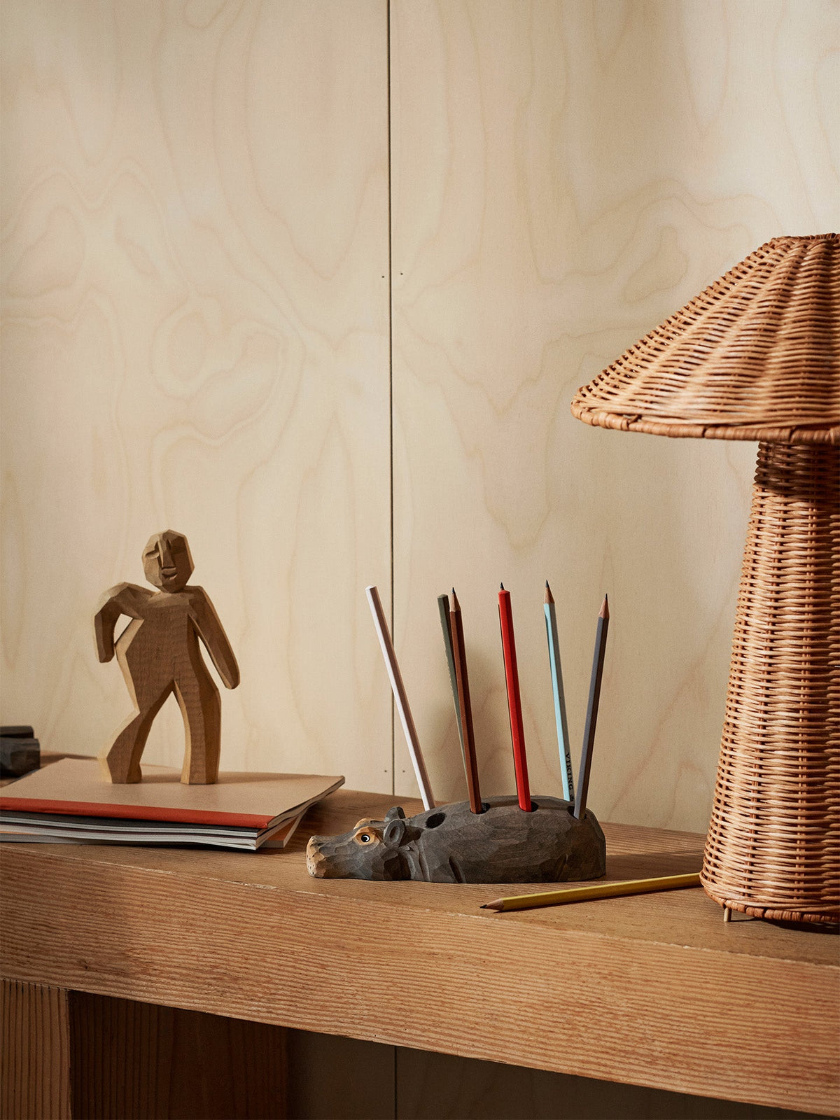 Hippo Hand-Carved Pencil Holder