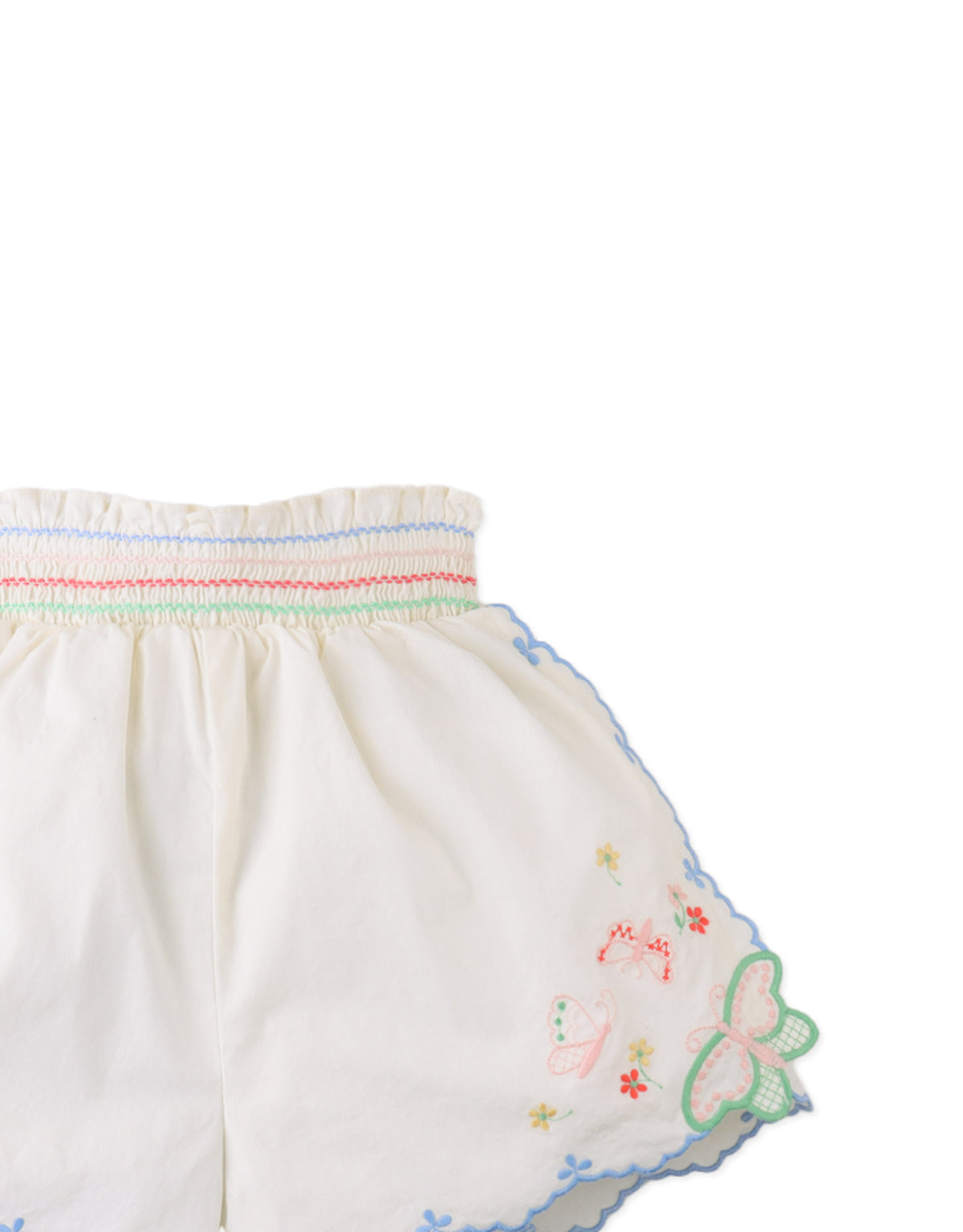 Jisoo Shorts with Butterfly Embroidery & Scalloped Edges