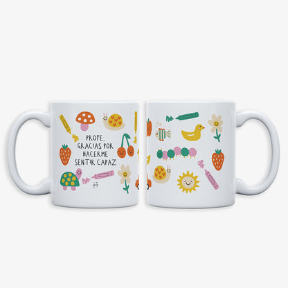 Kit Taza + Calcetines "Profe, gracias por hacerme sentir capaz"
