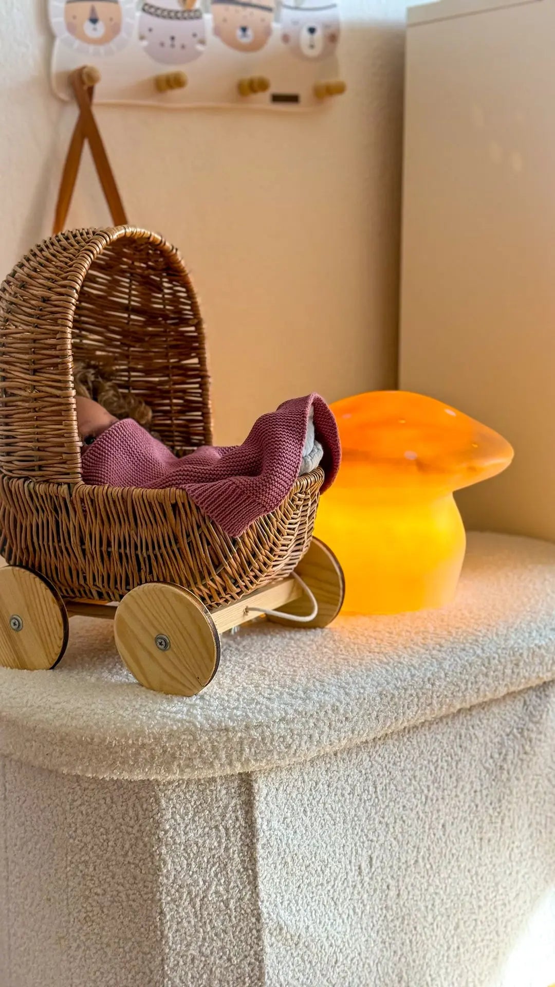 Small wicker doll pram