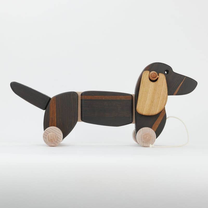 Wooden Dachshund on Wheels - Large Toy Dog