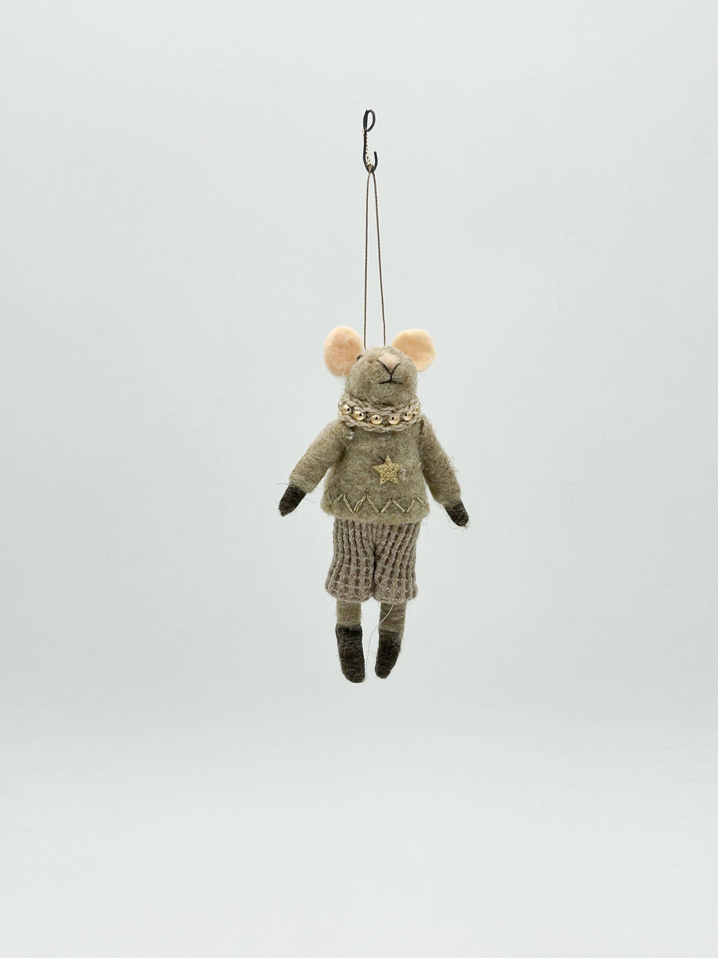 Felt Figurine Christmas Decoration - Mr Mousse Grey