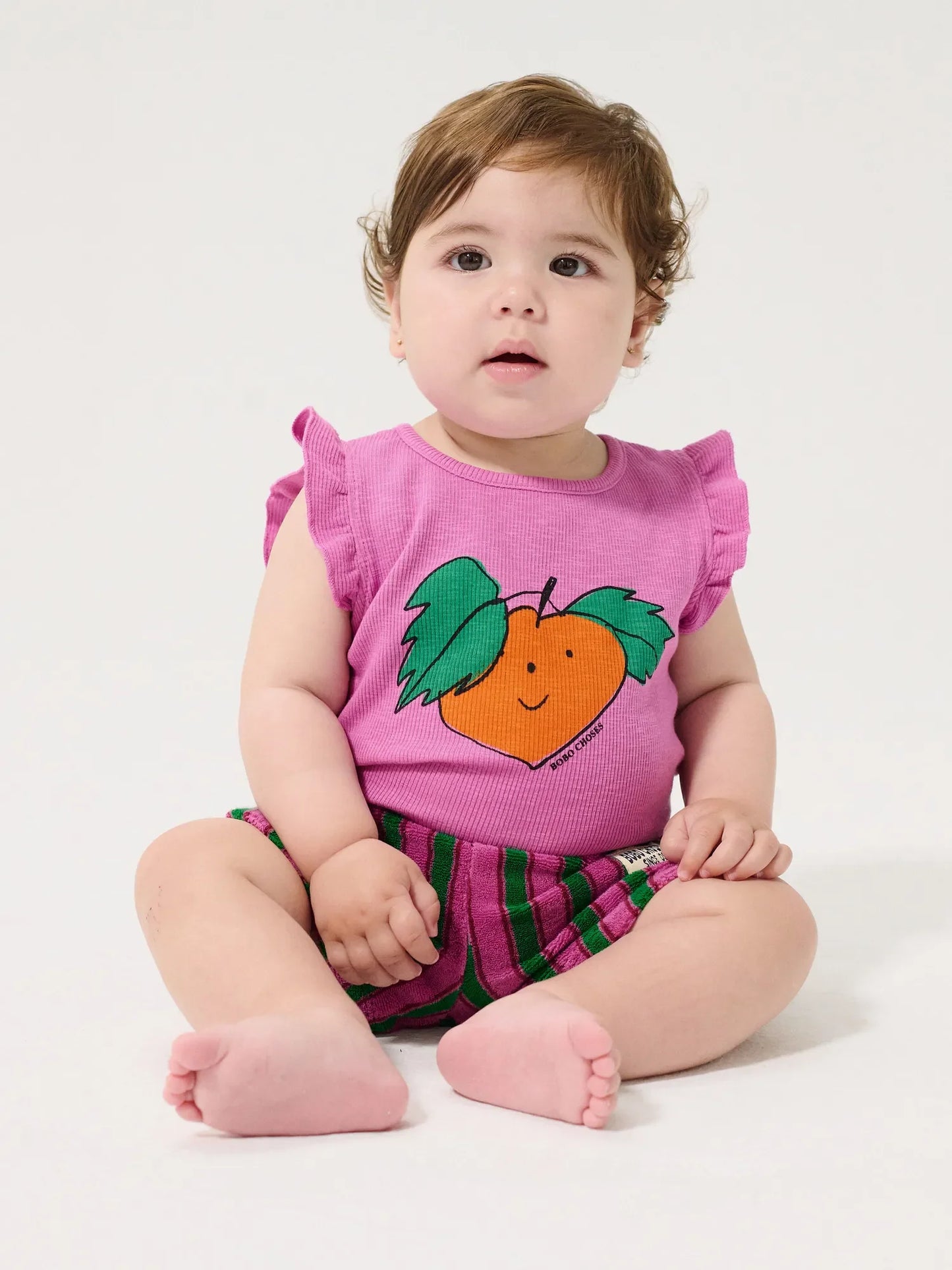Striped terry cloth shorts