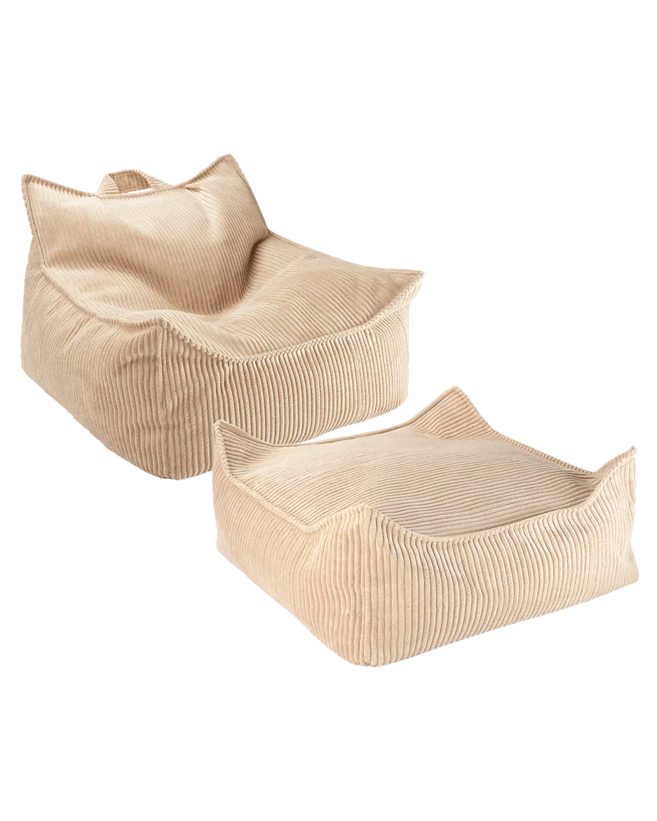 Brown Sugar Beanbag Chair & Ottoman Set