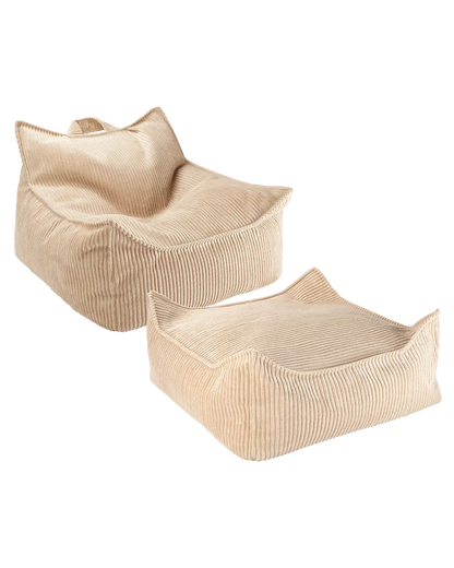 Brown Sugar Beanbag Chair & Ottoman Set