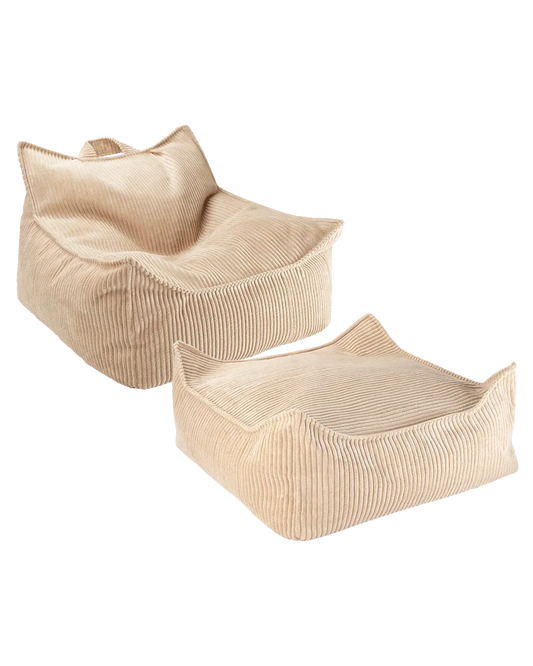 Brown Sugar Beanbag Chair & Ottoman Set
