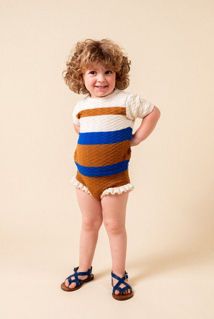 Jersey punto rayas caramel manga corta bebé