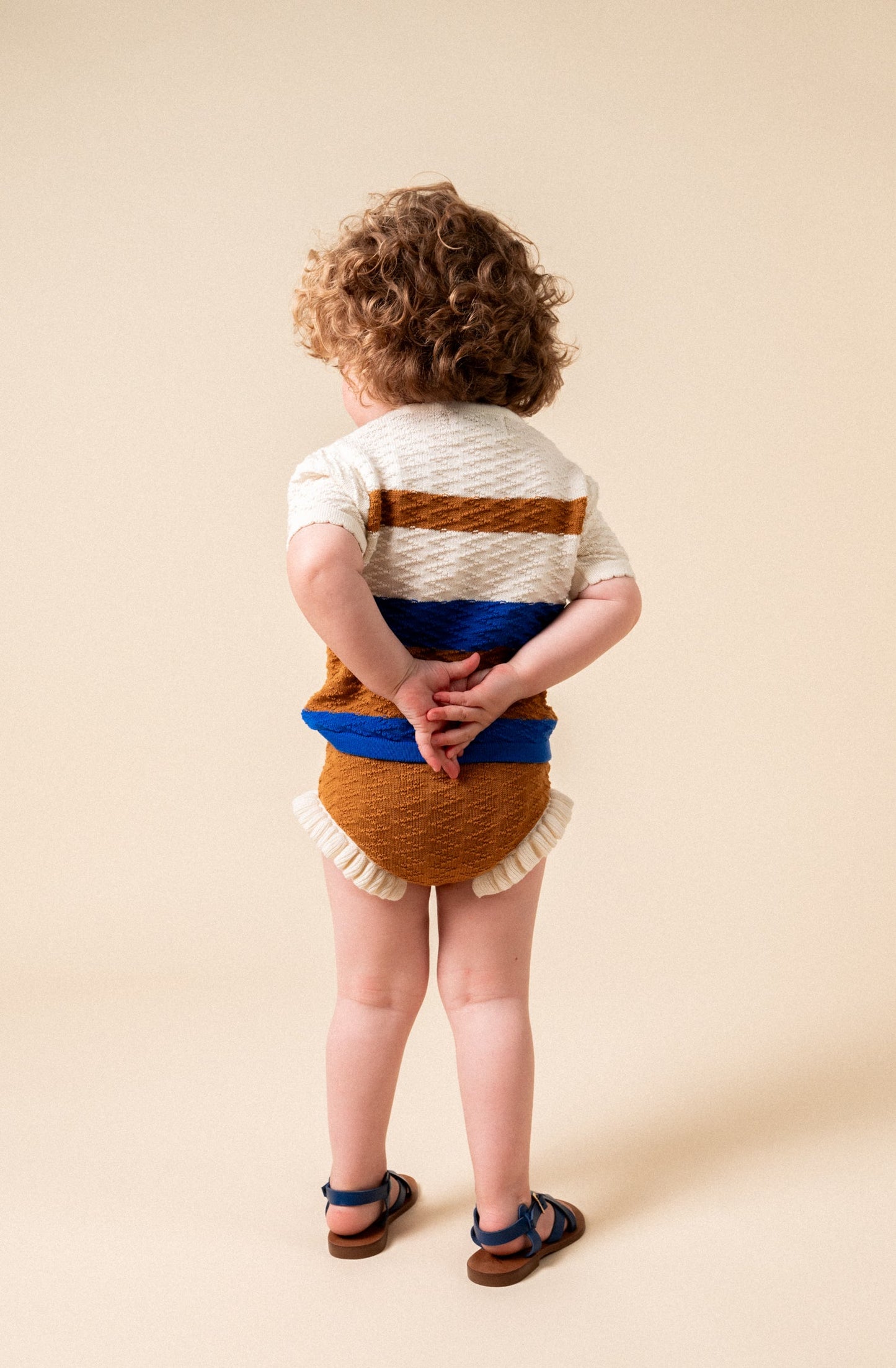 Jersey punto rayas caramel manga corta bebé