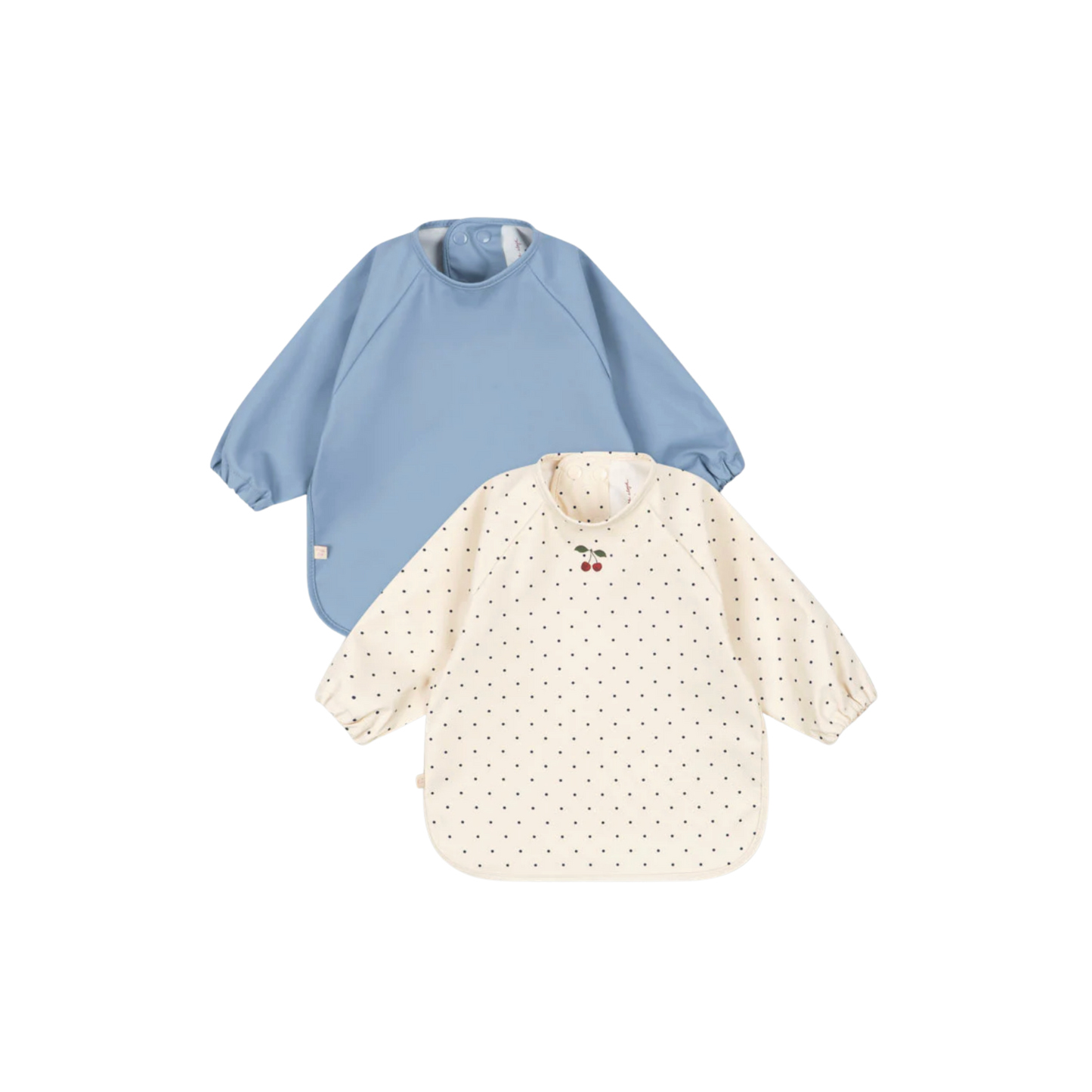 2 PACK DINNER BIB WITH SLEEVES - navy dot/rain washed