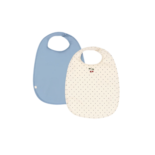 2 PACK DINNER BIB - navy dot/rain washed