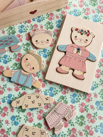 Teddy puzzle - dusty pink
