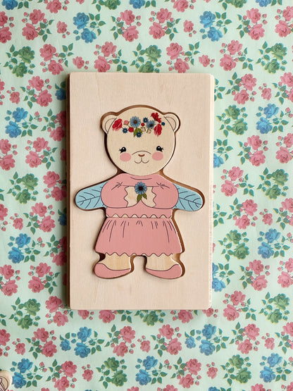 Teddy puzzle - dusty pink