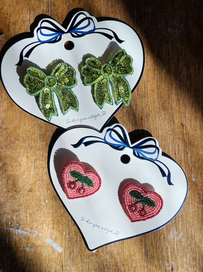 2 PACK HEART HAIR CLIPS - cherry