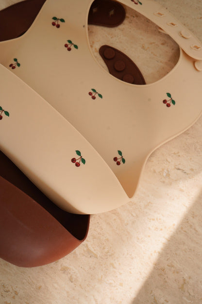 2 PACK SILICONE BIB - cherry/mocca
