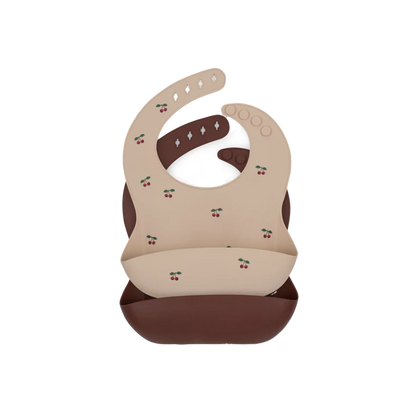 2 PACK SILICONE BIB - cherry/mocca