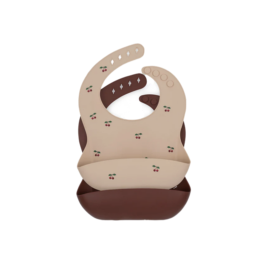 2 PACK SILICONE BIB - cherry/mocca