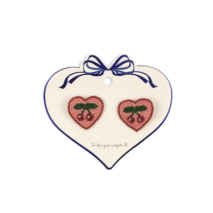 2 PACK HEART HAIR CLIPS - cherry