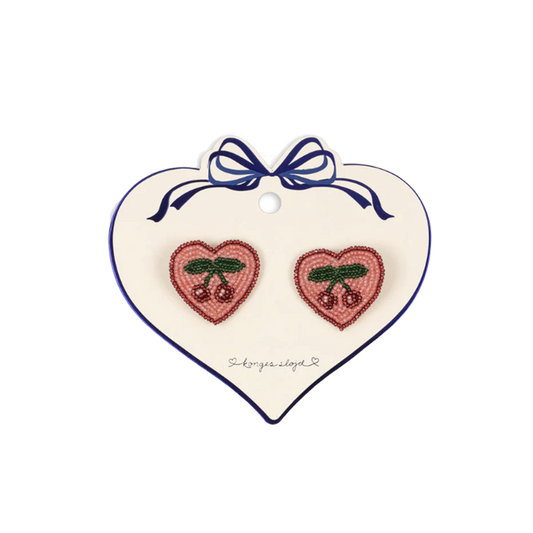 2 PACK HEART HAIR CLIPS - cherry