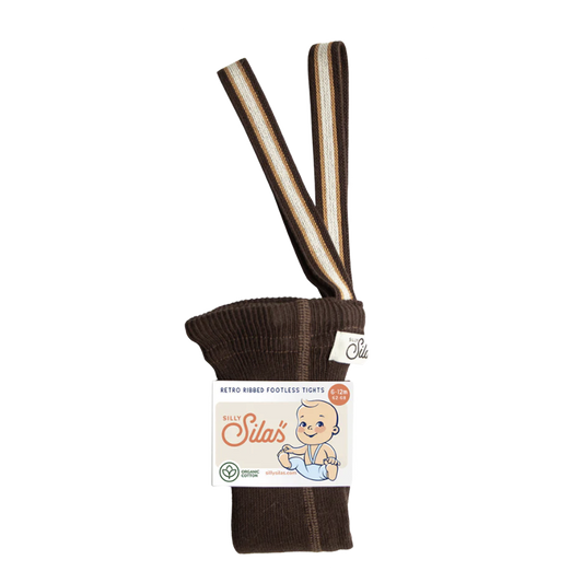 Silly Silas Footless Tights Chocolate Brown Striped