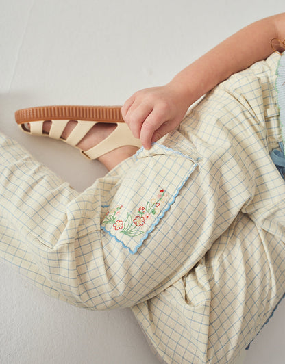 Ariana Cargo Pants with Embroidered Pockets & Paperbag Waist