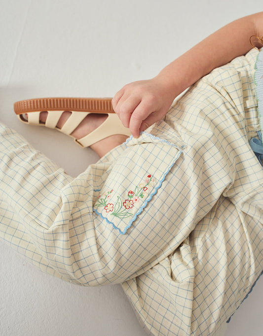 Ariana Cargo Pants with Embroidered Pockets & Paperbag Waist