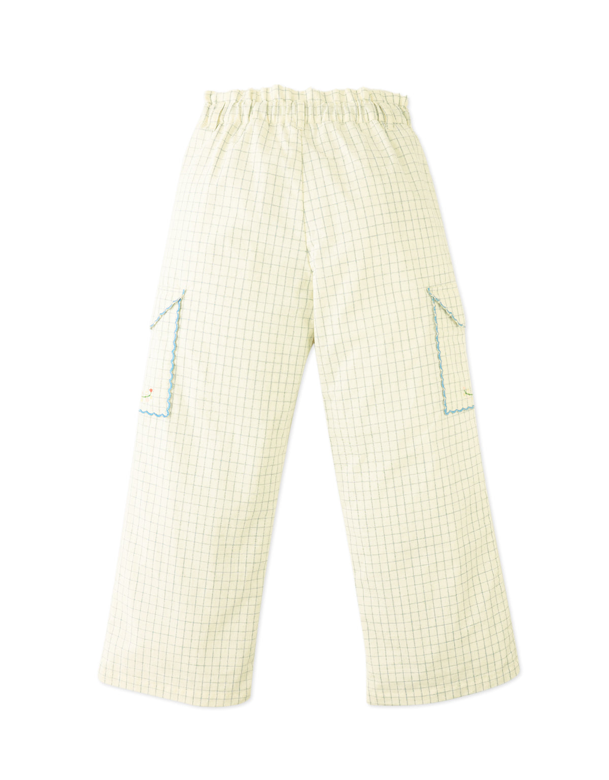 Ariana Cargo Pants with Embroidered Pockets & Paperbag Waist