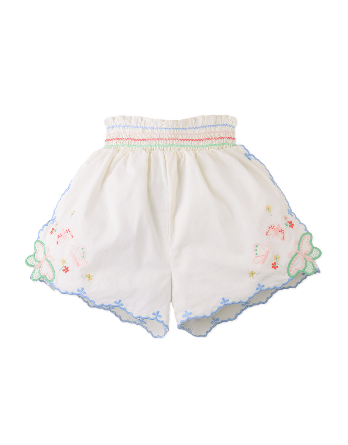 Jisoo Shorts with Butterfly Embroidery & Scalloped Edges