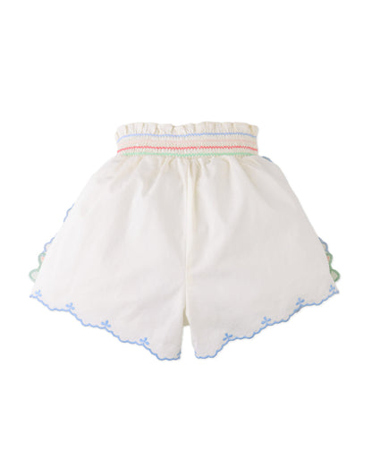 Jisoo Shorts with Butterfly Embroidery & Scalloped Edges