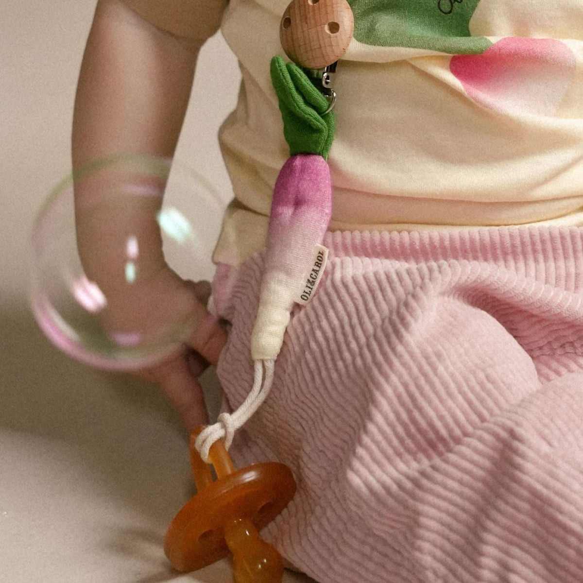 Ramona the Radish Pacifier Clip