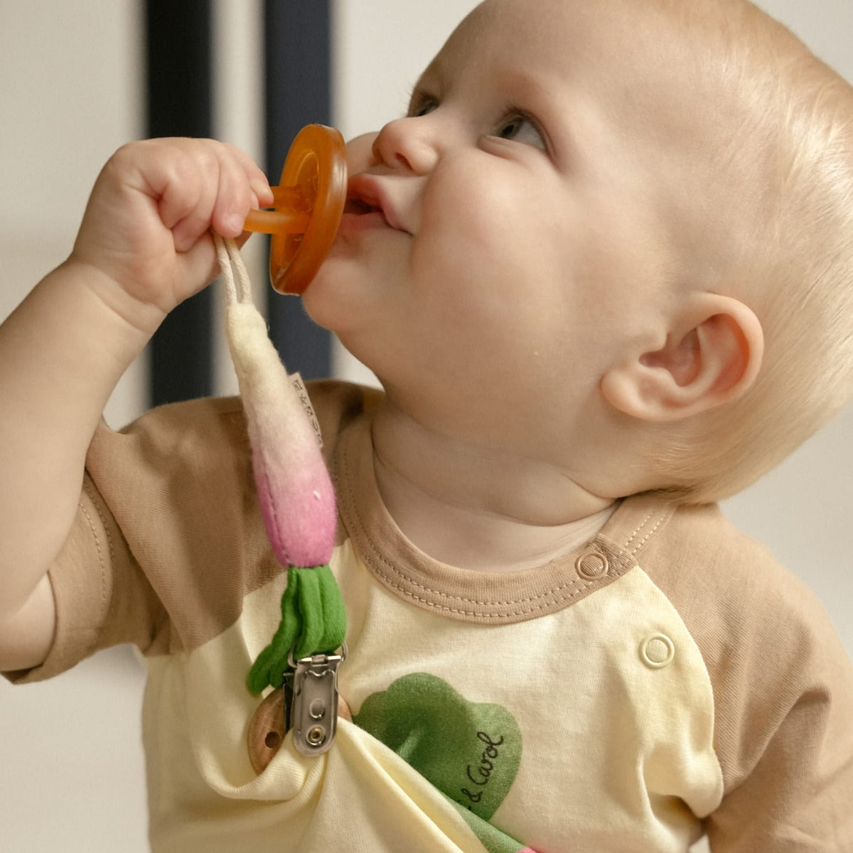 Ramona the Radish Pacifier Clip