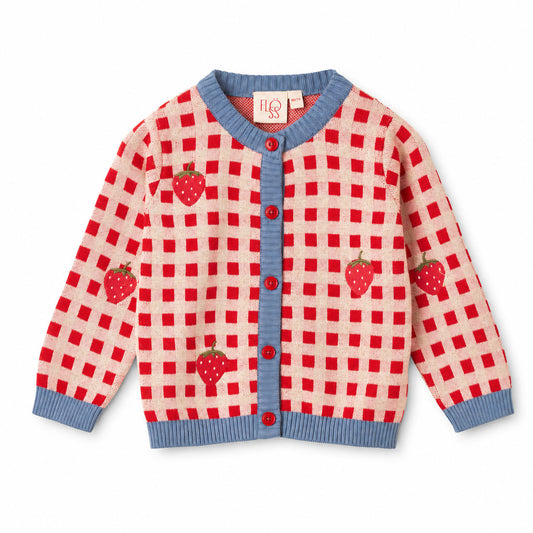 Hollie Cardigan - Berry Red Gingham