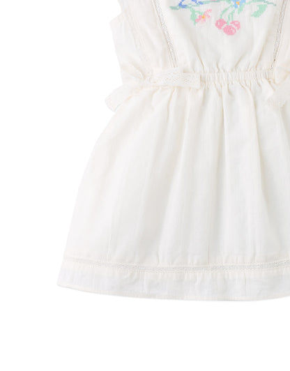 Baby Charlee Cross-Stitch Embroidered Dress with Waist Bows