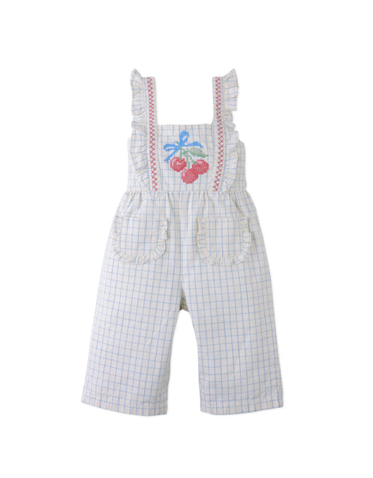 Baby Phoebe Striped Jumpsuit with Ruffles & Embroidered Details