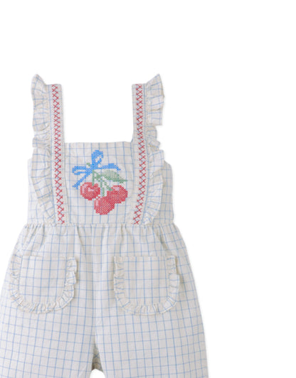 Baby Phoebe Striped Jumpsuit with Ruffles & Embroidered Details